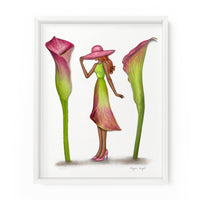 Fashion illustration created using real calla lily flowers and watercolors.