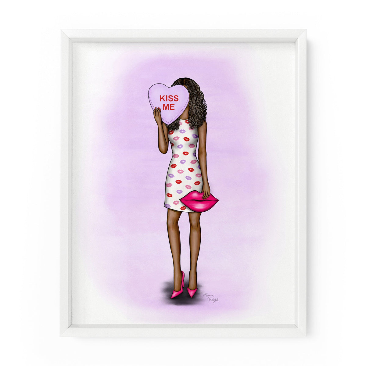 Kiss Me Candy Heart Gal | Fashion Illustration Art Print