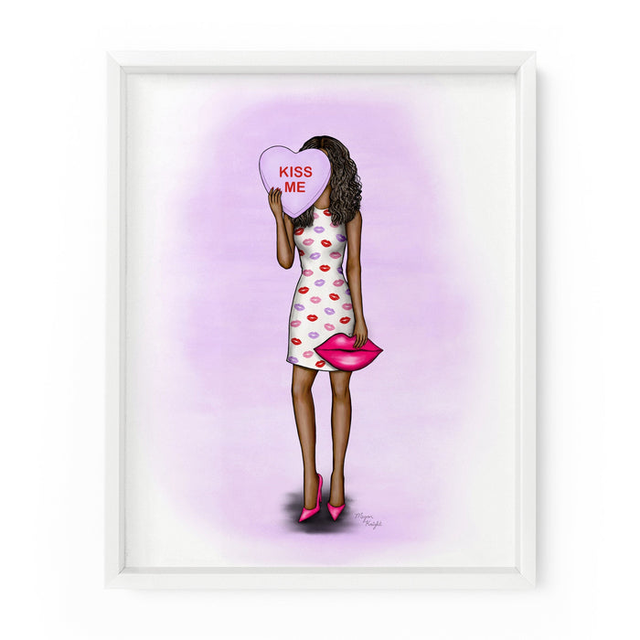 Kiss Me Candy Heart Gal | Fashion Illustration Art Print