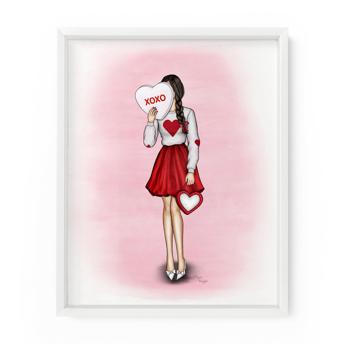 XOXO Candy Heart Gal | Fashion Illustration Art Print