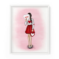 XOXO Candy Heart Gal | Fashion Illustration Art Print