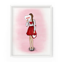 XOXO Candy Heart Gal | Fashion Illustration Art Print