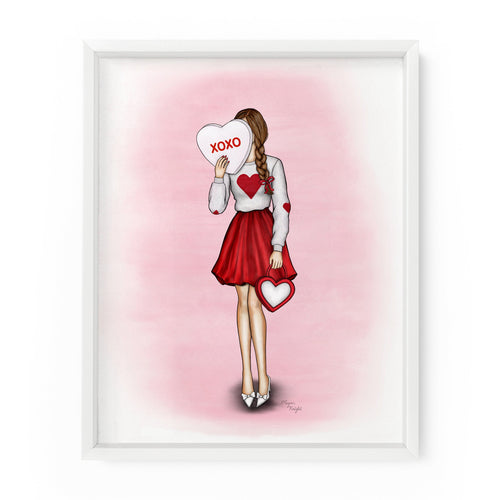 XOXO Candy Heart Gal | Fashion Illustration Art Print