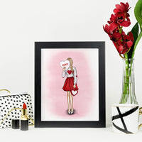 XOXO Candy Heart Gal | Fashion Illustration Art Print