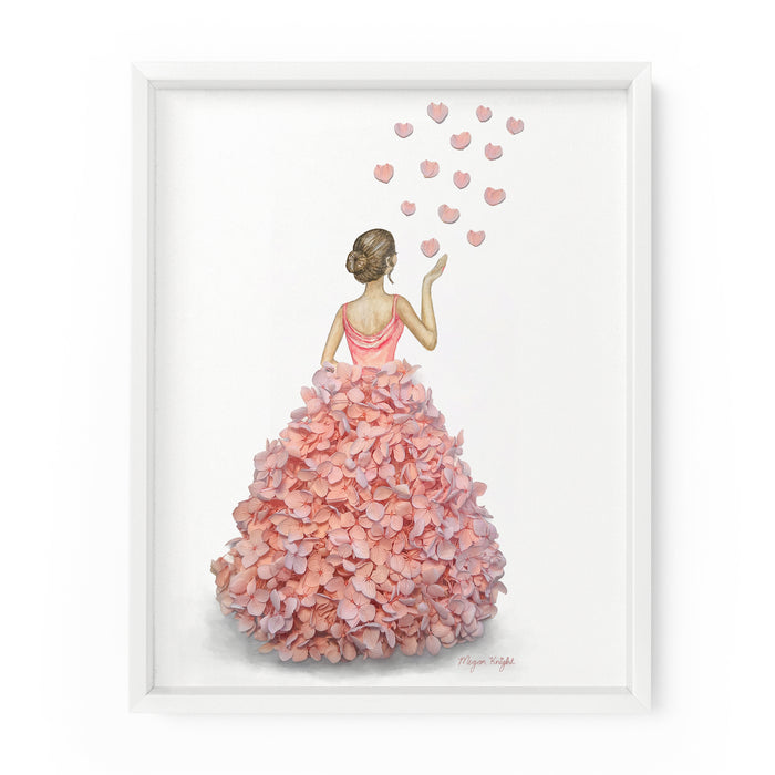 Hydrangeas and Hearts Gal | Fashion Illustration Art Print