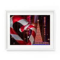 Giant candy canes at Radio City Music Hall during Christmas in New York. NYC Art Photography Print.