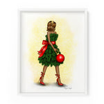 Christmas Tree Dress Gal | Fashion Illustration Art Print