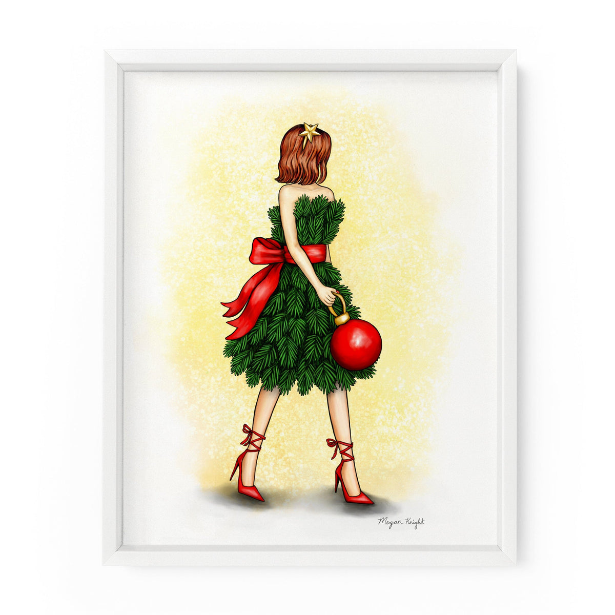 Christmas Tree Dress Gal | Fashion Illustration Art Print