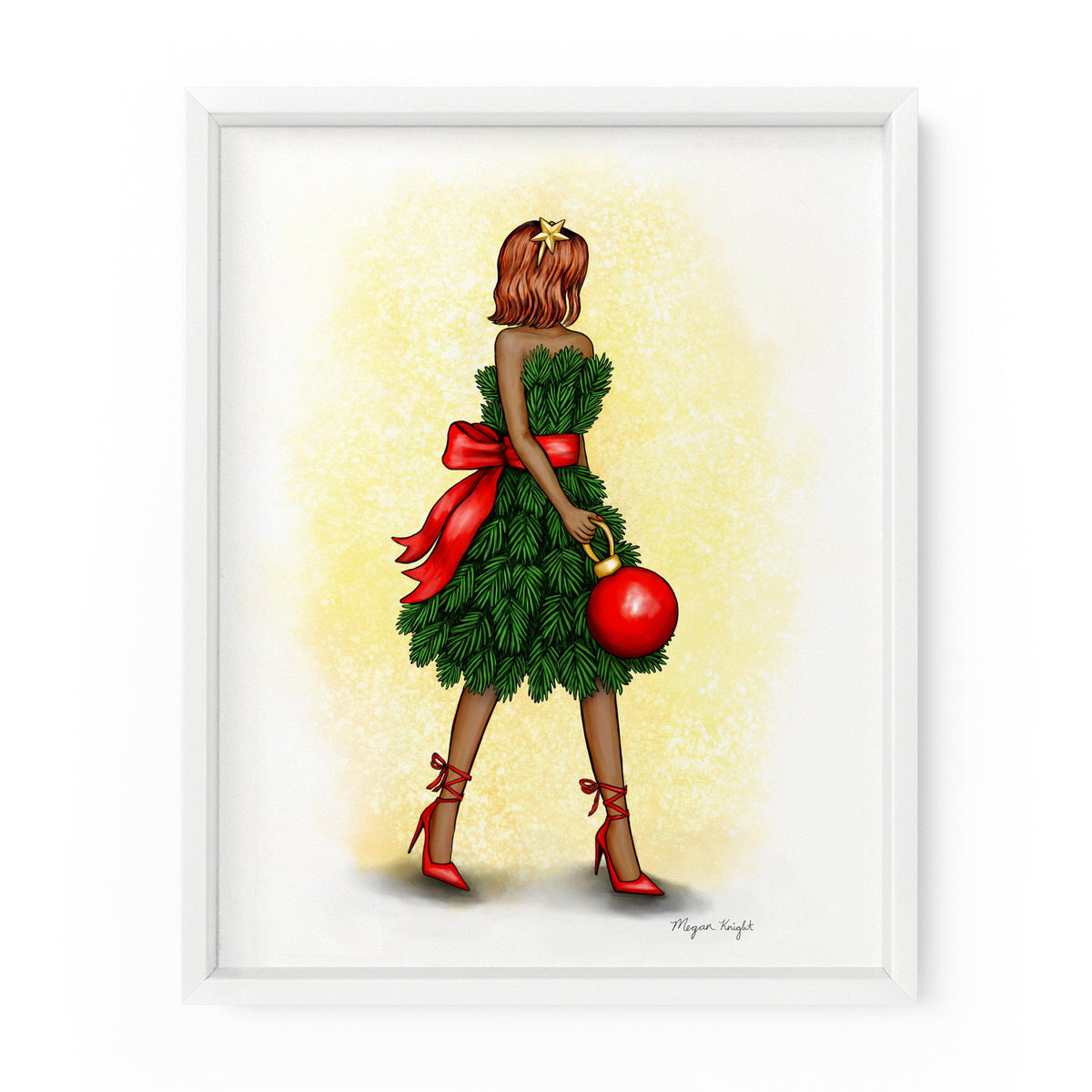 Christmas Tree Dress Gal | Fashion Illustration Art Print