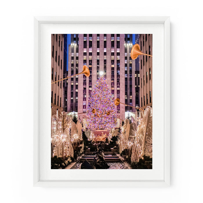 The Christmas Tree at Rockefeller Centre during the holiday season. NYC Art Photography Print.