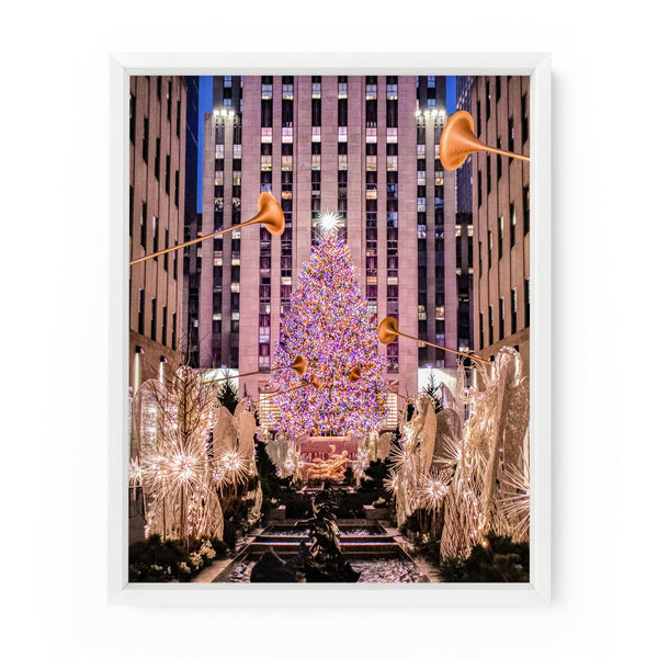 The Christmas Tree at Rockefeller Centre during the holiday season. NYC Art Photography Print.