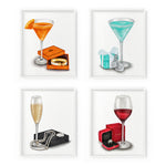 Designer Drinks | Fashion Illustration Art Prints (Set of 4)