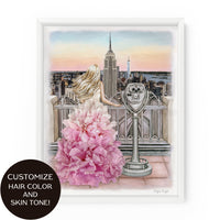 Manhattan View Floral Gal | Fashion Illustration Art Print