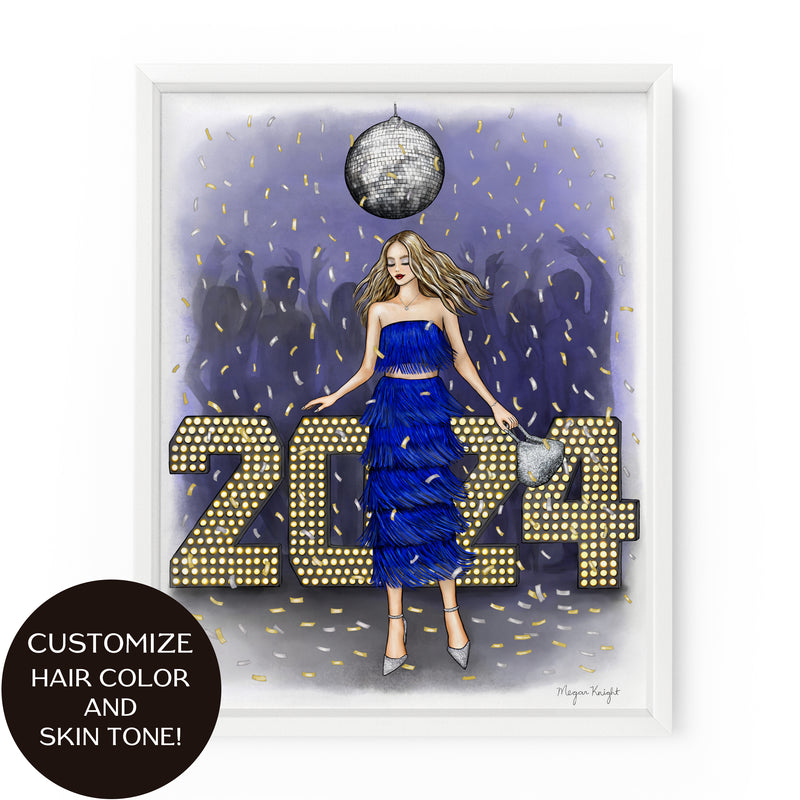 NYE 2024 Gal | Fashion Illustration Art Print