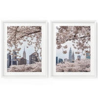 New York City Skyline Cherry Blossoms (Set of 2) | Fine Art Photography Print