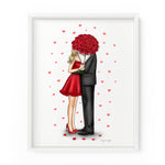 Red Rose Couple | Fashion Illustration Art Print