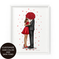 Red Rose Couple | Fashion Illustration Art Print