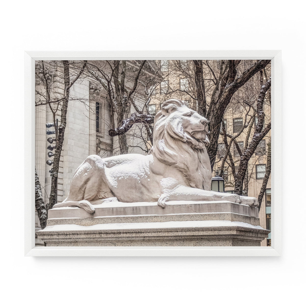 Snowy New York Public Library Lion (Fortitude) | Fine Art Photography Print