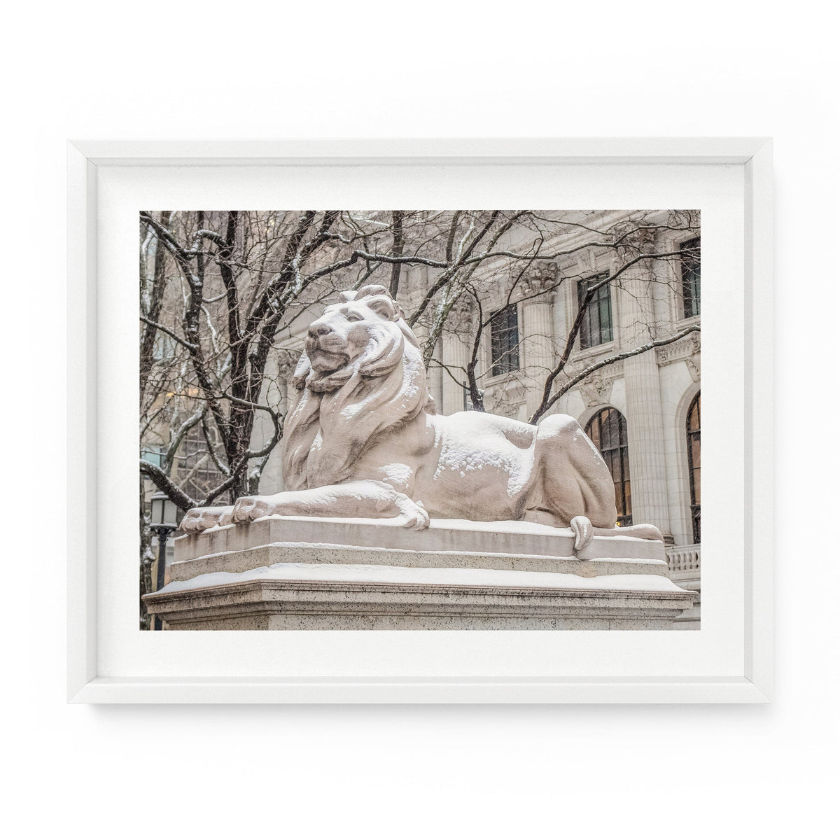 Snowy New York Public Library Lion (Patience) | Fine Art Photography Print