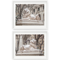 Snowy New York Public Library Lions (Set of 2) | Fine Art Photography Prints