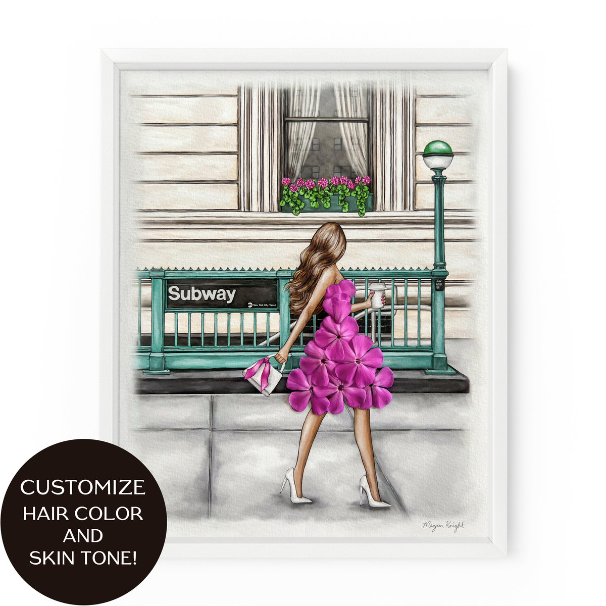 Subway Floral Gal | Fashion Illustration Art Print
