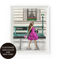 Subway Floral Gal | Fashion Illustration Art Print