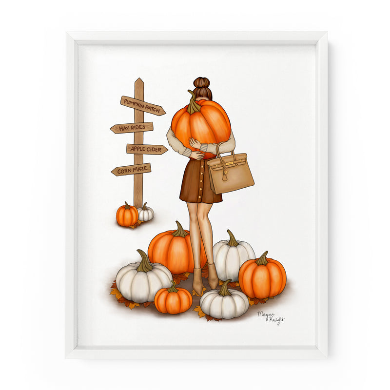 Autumn Pumpkin Gal | Fashion Illustration Art Print