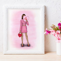 Be Mine Heart Gal | Fashion Illustration Art Print